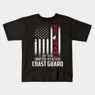 US Coast Guard Veteran USCG American Flag Gift T-Shirt Proud Veteran of The United States Coast Guard Kids T-Shirt